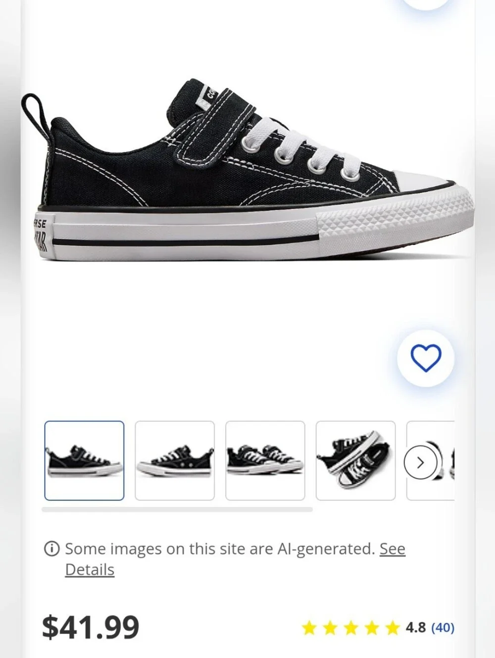 Converse Kids Black Canvas Sneakers with White Accents